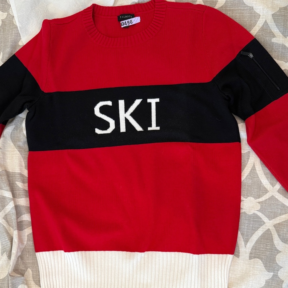 Talbots Ski Red and Black Sweater